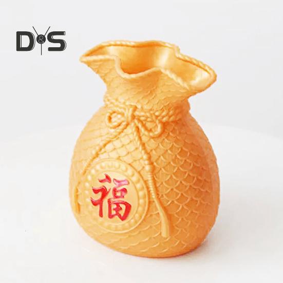 Lucky Bag Vase Wealth Bag Flower Vase Table Centerpiece Fortune Bag Money Bag Figurine for Bedroom Office Chinese New Year Decor