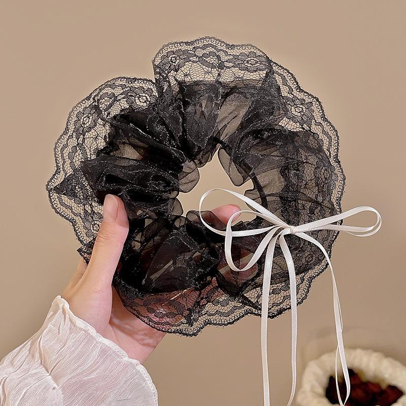 

Women Girls Cute Hair Bands Korea Preppy Style Hair Ties Elegant Tulip Scrunchie Ponytail Holder Bow Chouchou Hair Accessories чёрный