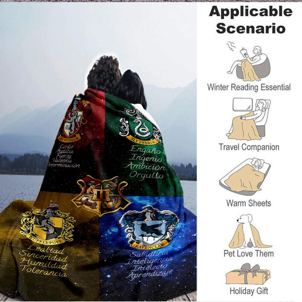 1pc Harry Potter Flannel Throw Blanket - HD Printed Lightweight Soft Warm All-Season Blanket for Sofa, Bed, Travel, Camping 056