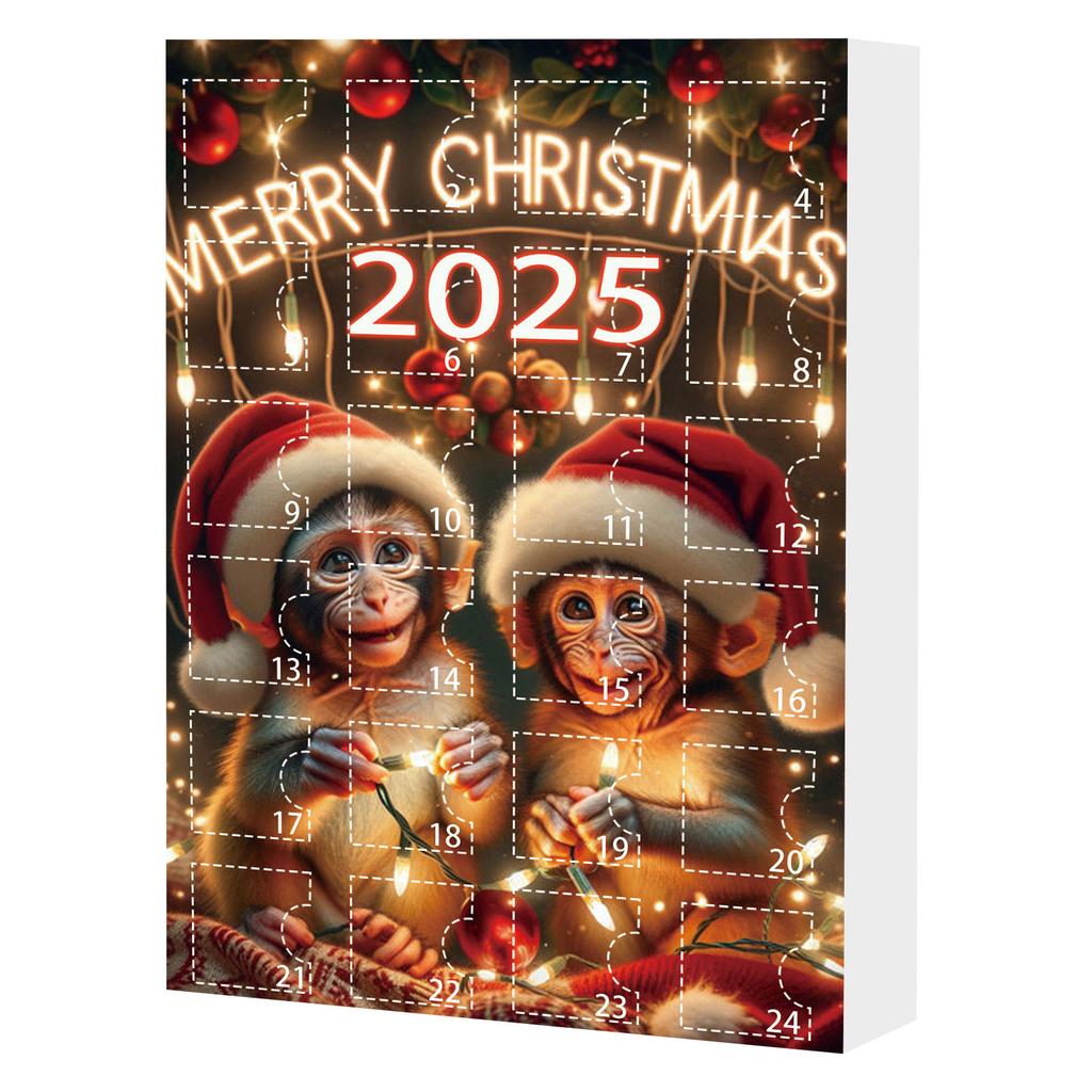 Christmas Countdown Calendar Adorable 2d Acrylic Ornaments Christmas Advent Calendar Playful Monkey Ornaments Set For Gift Sets