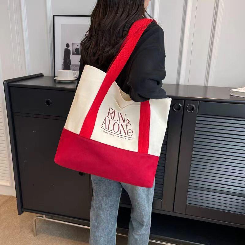 Japanese Minimalist Canvas Tote Bag - Large Capacity, Chic Shoulder Bag for Women & Students