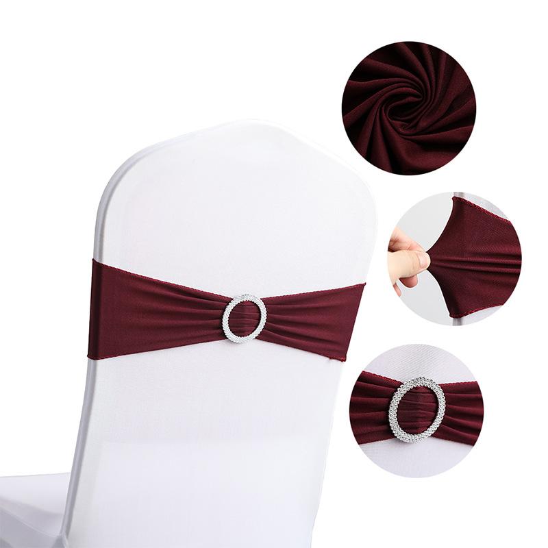 

10pcs High-end Hotel Wedding Decoration Butterfly Knot Backrest Flower Spandex Chair Ribbon Chair Cover Elastic Strap 10pcs