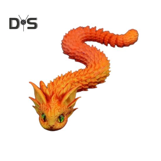 

Фигурка Дракона-Змеи, напечатанная на 3D-принтере, с подвижными суставами, мини-фигурка змеи, шарнирная модель животного, игрушка, украшение для дома, офиса, книжной полки, рабочего стола 20cm золотистый/красный