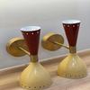 Italian Mid Century Brass Wall Sconce Pair Stilnovo Style Light Set of 2