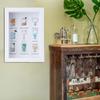 Colorful Seaside Coastal Cocktails Theme Wall Art Framed With Sea Glass For Dining Room Or Bar Decoration Birthday Gift