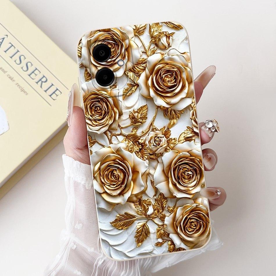 For Samsung Galaxy A06 Beautiful Bow Rose Painting Phone Case For Samsung A06 4G 5G Soft Silicone Shockproof Cases