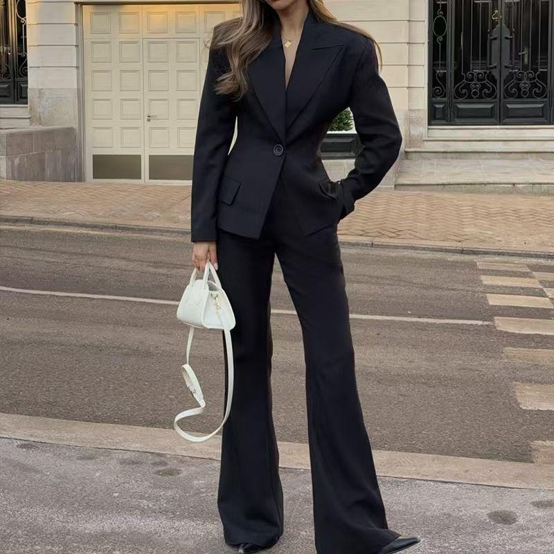 Western Style New Fashion Blazers Pants Two-Piece Suit Jacket Long Pants Set