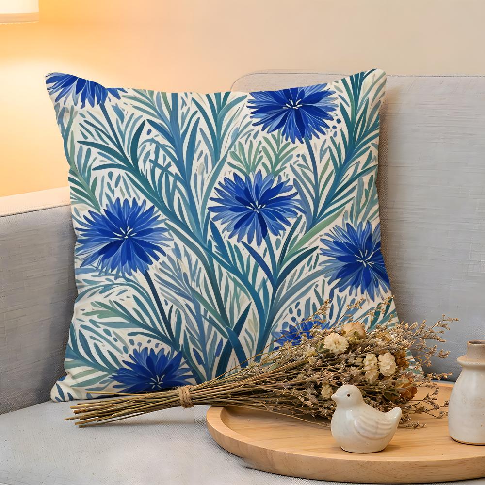 Cushion Cover  Linen  SkinFriendly Soft Decorative Case for Sofa Home Decor Cornflower Pillow Cover