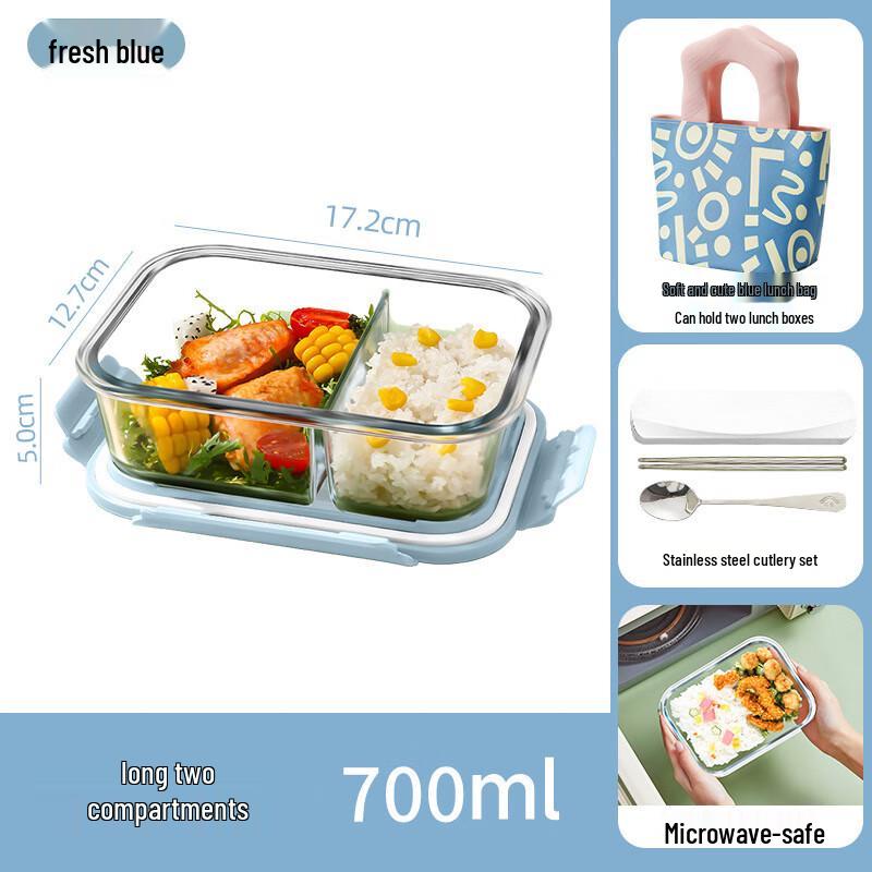 Microwaveable Divided Glass Lunch Box Set