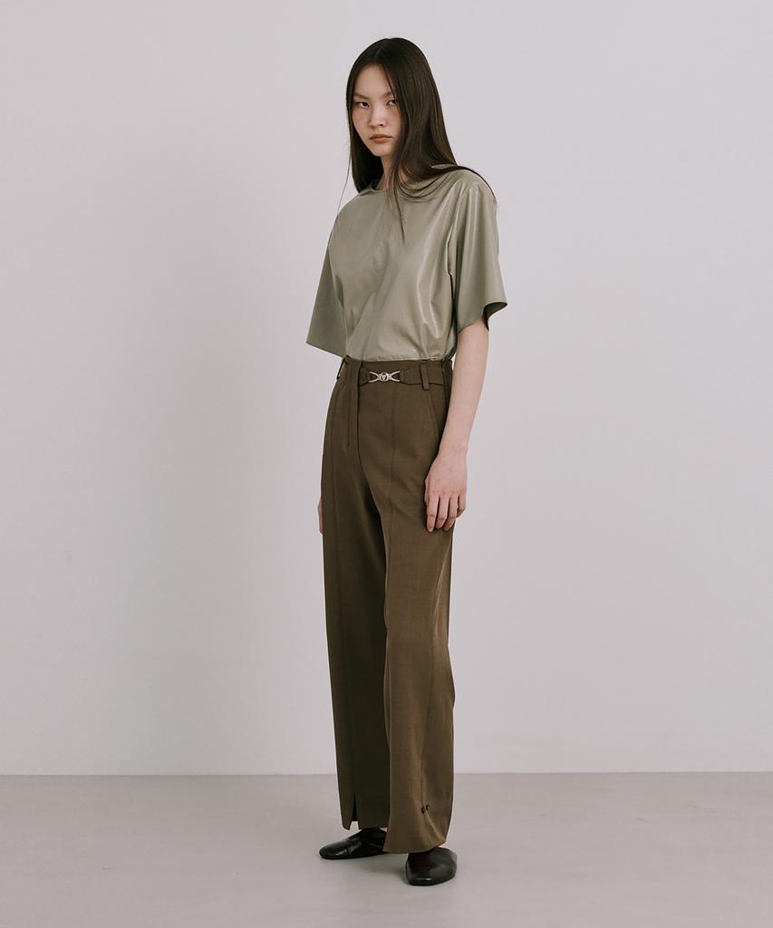 WNDERKAMMER Fake Leather Top_Khaki
