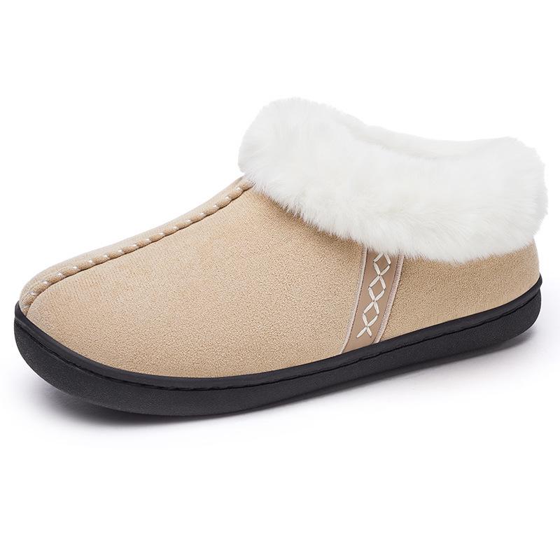 Warme, flauschige Hausschuhe für Damen: Samtgefüttert, Dicke Baumwolle, Lässiger Komfort für den Winter 40-41 beige