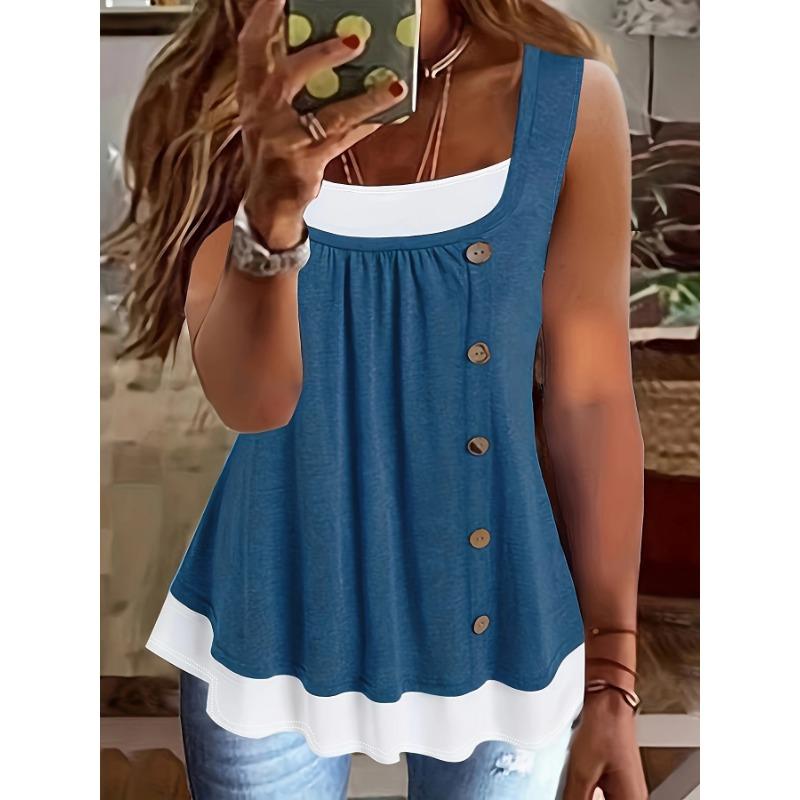 YYFS Moda damska Casual Lato Wiosna Jednolity kolor Nadruk Bez rękawów Szelki Bluzki i koszule