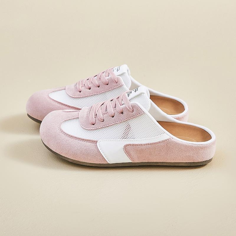 Summer Half-support White Shoes New Style Female Student Breathable Height-enhancing Casual Street Clapper Shoes