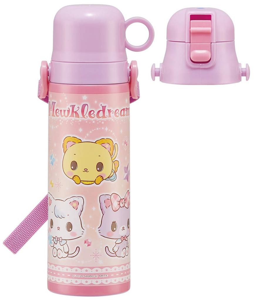 Skater Stainless Steel Water Bottle with Mewkledreamy SKDC6 Kids' 2-Way Cup, Sanrio, 570ml, Girls'