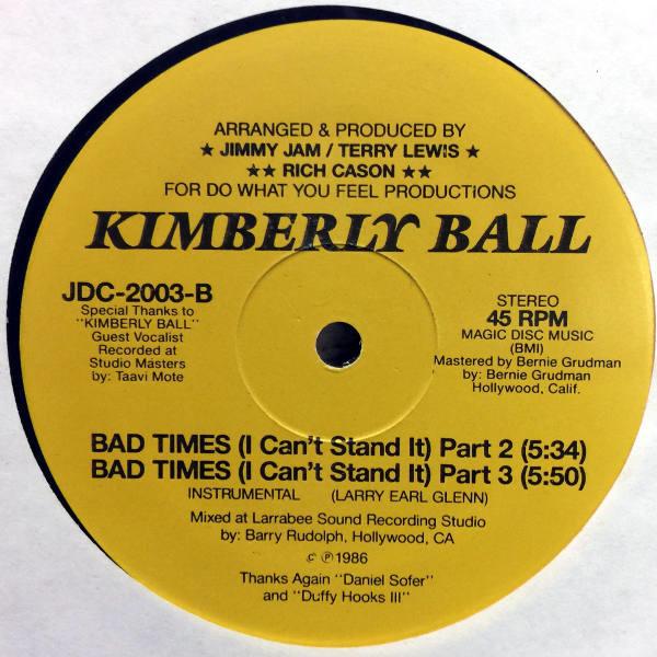 

12inch Record CAPTAIN RAPP / KIMBERLY BALL - Bad Times (I Can t Stand It) JDC2003 JDC Records 1986 US Dance & Electronica Used