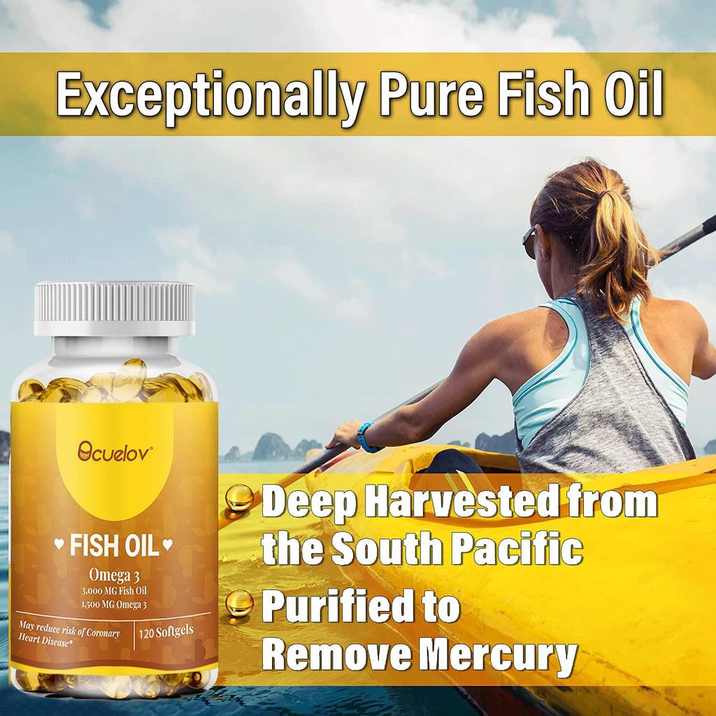 Les capsules molles d'huile de poisson des profondeurs Bcuelov contiennent 3000 mg d'huile de poisson pour renforcer l'immunité 120 capsules