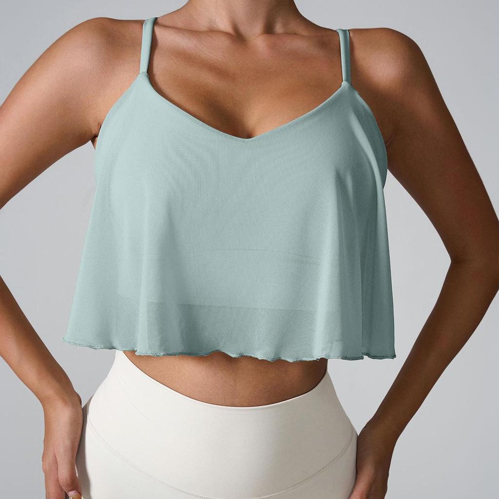 Γυναικείο Αθλητικό Αμάνικο Φανελάκι Διχτυωτό Γρήγορου Στεγνώματος: Ελαφρύ Ποδηλατικό Μπλουζάκι Γιόγκα με Επένδυση