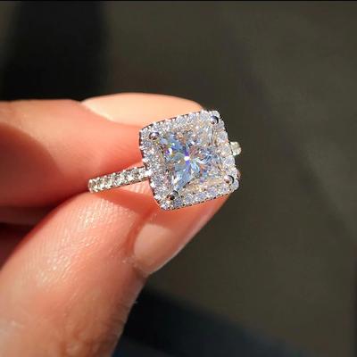 New, Micro-set Zircon Ring, Women's Sweet Wedding Ring Jewelry.