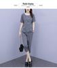 Trendy Plus Size Women's Summer Two-Piece Suit: Short-Sleeved T-Shirt & Cropped Pants