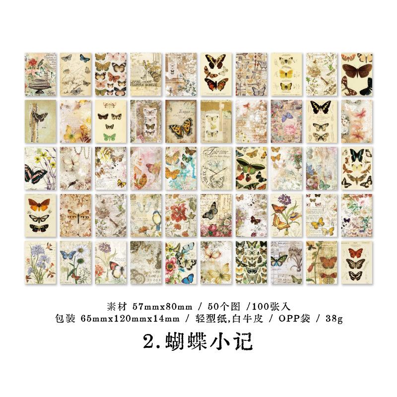

100 Sheets Vintage Base Material Collage Decor Paper, Large Capacity Art Retro Journal Background Paper