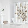 1Pc White Floral Pattern Shower Curtain, Polyester Fabric, Machine Washable, With Hook, Suitable For Bathroom Decoration