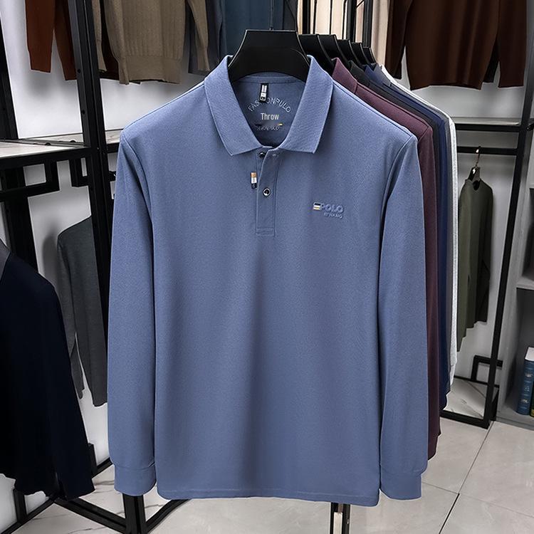 Men's Long Sleeve Lapel Polo Shirt - Versatile Casual Base Layer for Spring and Autumn.