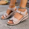 2022 Plus Size Peep Toe Velcro Sandals - Women's Casual Roman Style