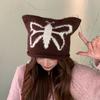 Wool warm hat autumn and winter women ins wool hat butterfly curled edge cat ear pullover cold hat fashion knitted hat tide