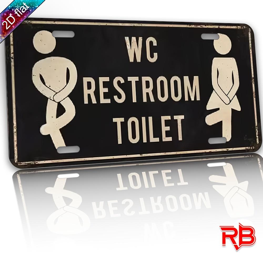 D Flat Pc Aluminum Metal Sign with UV Printed Restroom Toilet Humorous Design Xcmxin WallMounted