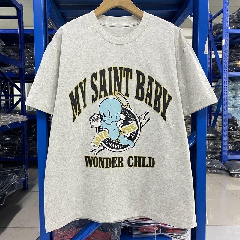 Saint Michael Retro High Street Vincent Style Angel Baby Male American Couple Summer Short-sleeved T-shirt