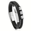 Titanium Steel Leather Bracelet Magnetic Clasp Punk Mens Wristband Trendy Fashion Accessory