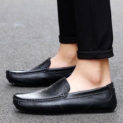 Leather Men's Casual Shoes Mens Loafers Flats Breathable Slip On Black Driving Shoes