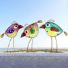 Garden Decor for Outside,Funny Metal & Glass Bird Decor for Indoor & Outdoor Set of 3,Yard Art Decor,Garden Art Statues Decorations,Colorful and Patri