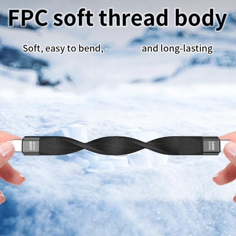 USB4 Type C to Type C Cable 40Gbps 8K@60Hz 240W Fast Charging USB C Data Cord Video Cable for Smartphone Laptops