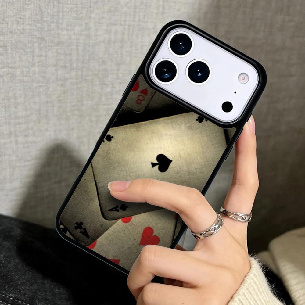 Capa Case for iPhone 17 Air 16 Pro Max 15 Plus 11 13 Mini 14 12 Back Phone Cover Spades Poker Play Cards Ace Art