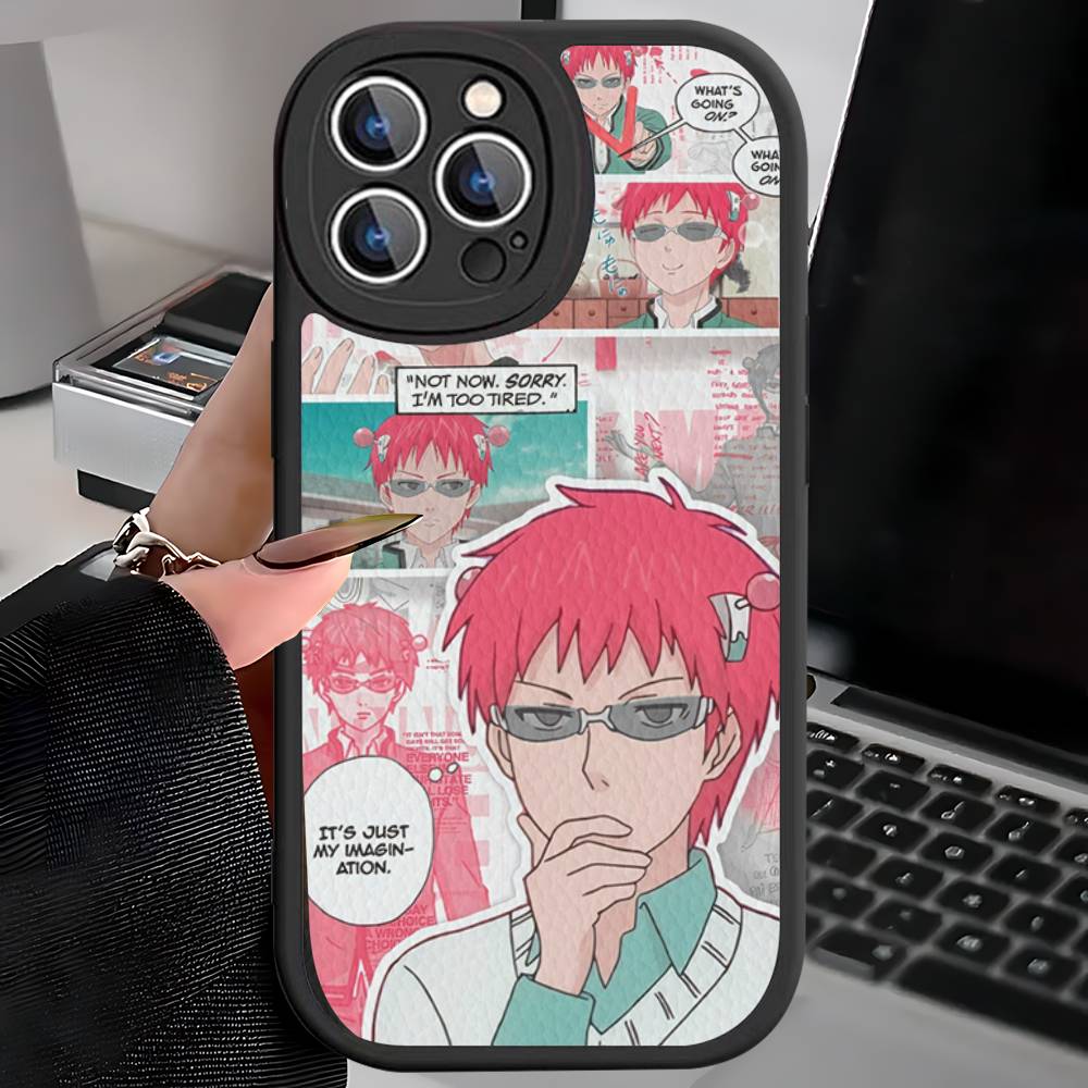 Anime Saiki Kusuo Phone Case For IPhone 16 15 14 11 12 13 Pro Max Plus Back Leather Shell