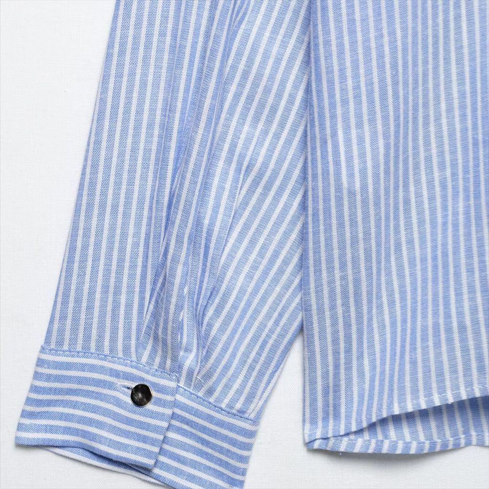 2025 Spring/Summer Women's Striped Long-Sleeve Turn-Down Collar Shirt