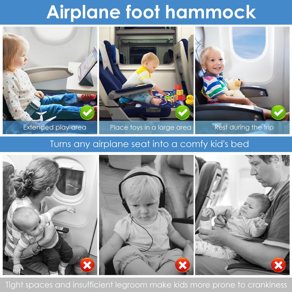 Kids Travel Airplane Bed Portable Children Pedals Beds Foot Leg Rest Hammock Baby Footrest Bed Toddler Airplane Seat Extender