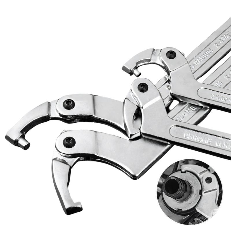 Professional Water Meter Tool Adjustable Hook Wrench With Square/ Round End for Plumbing And Repair Maintenances