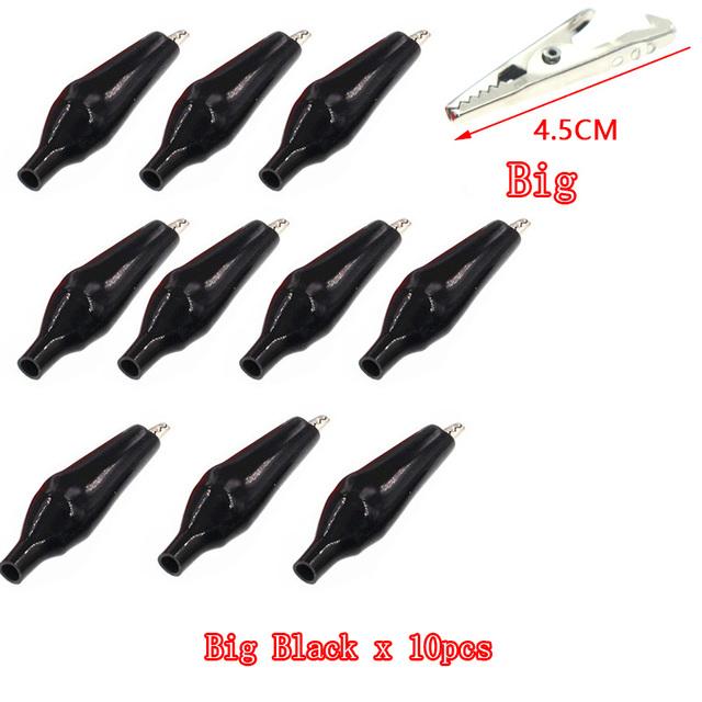 10pcs Metal Alligator Clip Crocodile Electrical Clamp Testing Probe Meter Black Red with Plastic Boot Car Auto Battery