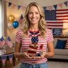 Wire Cat Shaped Ornament with Patriotic Themed Print and 250 Years 1776–2026 Medallion for Indoor Outdoor Decoration