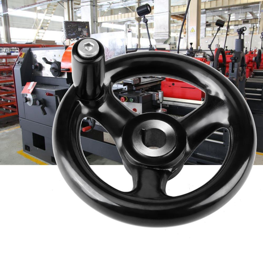 12mm Hole Round Hand Wheel Black Color Metal Hand Wheel 3 Spoke Hand Wheel For Milling Machine