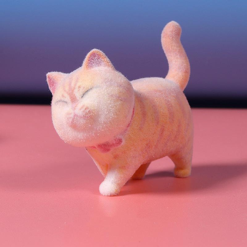 Kawaii Mini Tierpuppe Beflockung Dreidimensionale Katze Puppe Niedliche Simulation Katze Geschenk Mikrolandschaft Dekoration Desktop Ornamente
