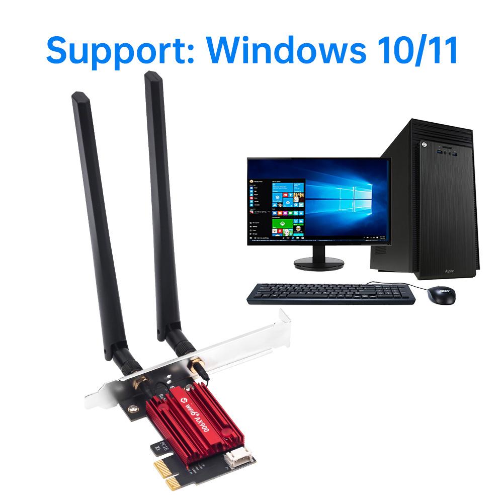 FV-AX900Pro WiFi 6 PCIE Card - BT5.4, Red Heatsink, Detachable Antennas, High-Speed Gaming Wireless Adapter