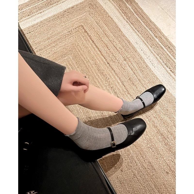 Fashion Retro Style Square Toe Women's Mary Jane Shoes Elegant Shallow Dress Flats Leather Footwear for Ladies 2025