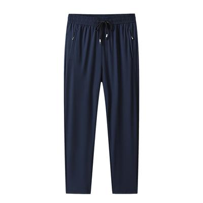 High Quality Ice Silk Quick Drying Pants for Men, Lightweight and Loose Leg Binding Pants, High Elasticity Plus Size Sports Pants