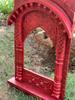 Red Wooden Jharokha Frame: Traditional Indian Wall Decor