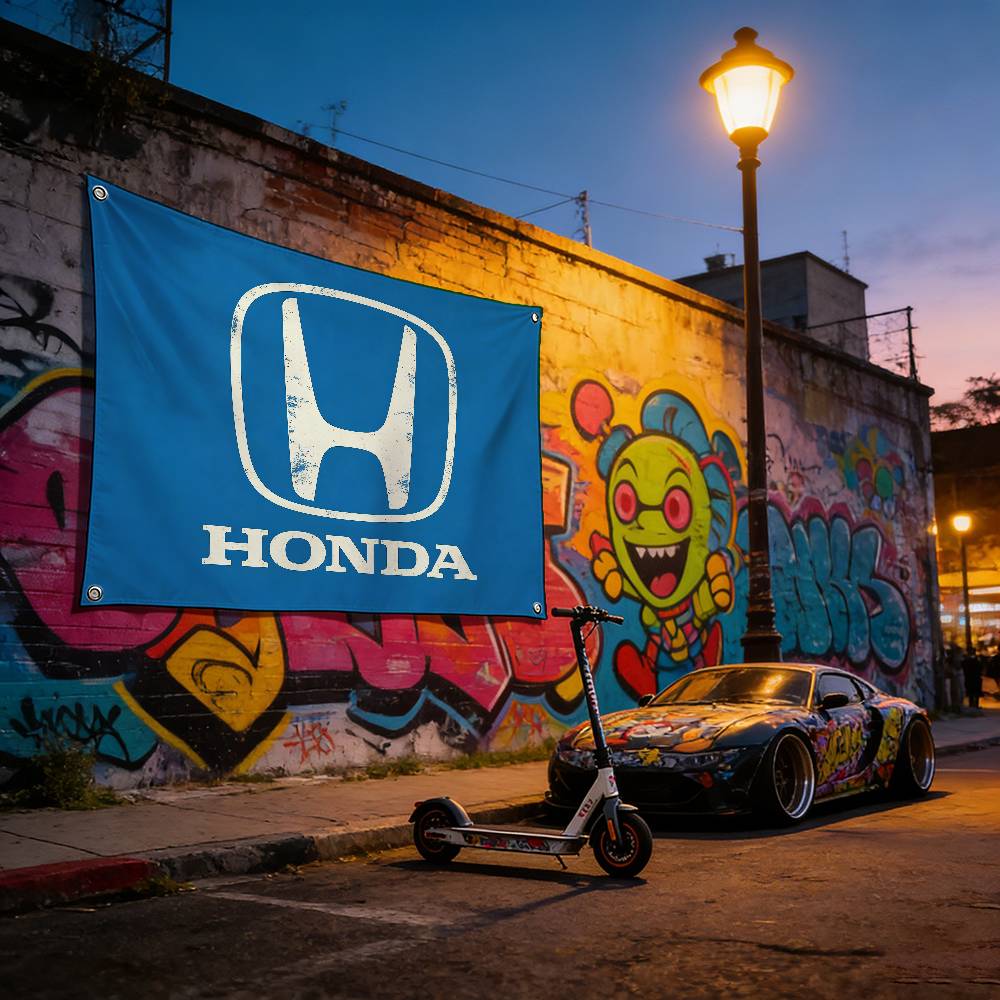 Motocykl Dla HONDA Premium Flaga 120g Poliester Ekologiczny Druk Wodoodporny Odporny na Zużycie Dekoracja Domowej Imprezy Baner TV7