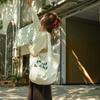 Korean version of the new canvas bag large capacity shoulder letter tote bag ins simple leisure commuter shopping bag women's bag