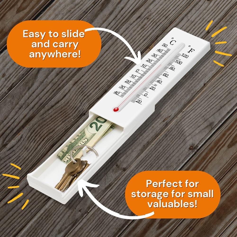 2-10PCS Multifunctional Thermometer Wall Hanging Thermometer Meter Garage Small Valuables Key Storage Measurement Tool for Home